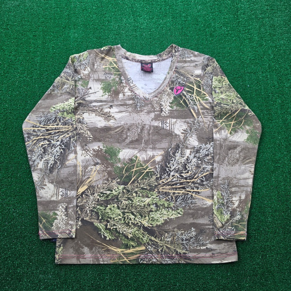 ScentBlocker Realtree Max-1 Camo V-Neck Long Sleeve Shirt Womens Medium Outdoors
